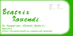 beatrix kovendi business card